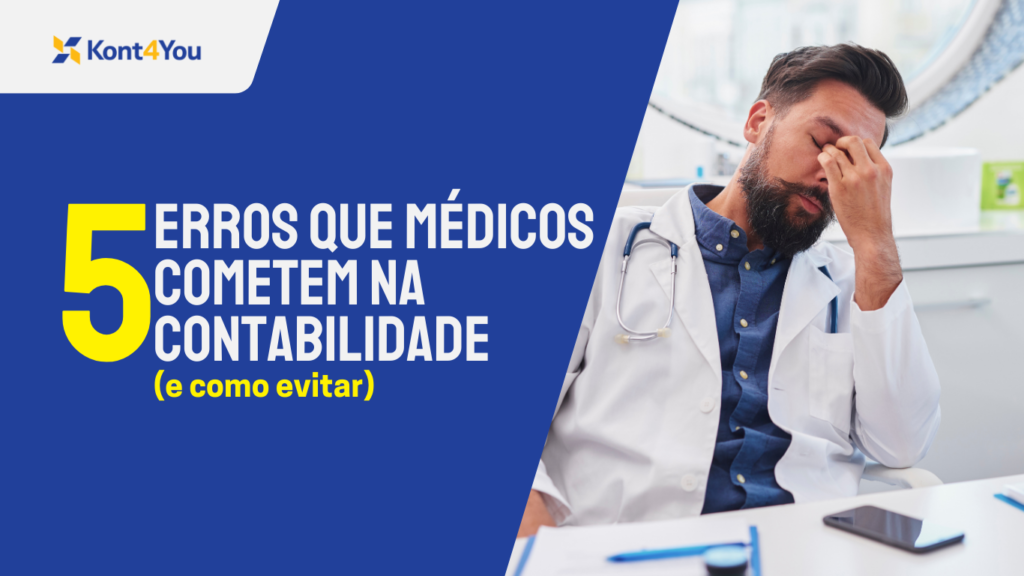 Médico estressado no consultório, representando dificuldades com gestão financeira e contabilidade para médicos.